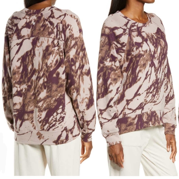 Zella Sweatshirt Pullover Crew Neck Splattered Ink Print Cotton Pink Ink S NWT - Picture 8 of 13